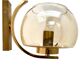Brass and smoked glass arc wall lights. 1970