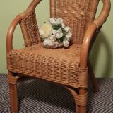Rattan/wicker armchair for children - vintage 1970