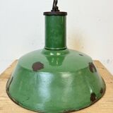 Grande Lampe à Suspension Industrielle en Émail Vert de Revo, 1940s
