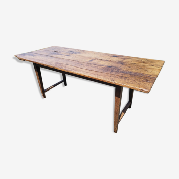 Grande table de ferme rustique pieds fuseaux