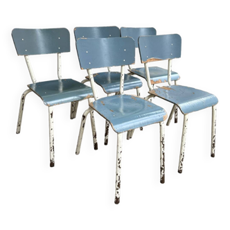 Chaises vintage métal bois peint