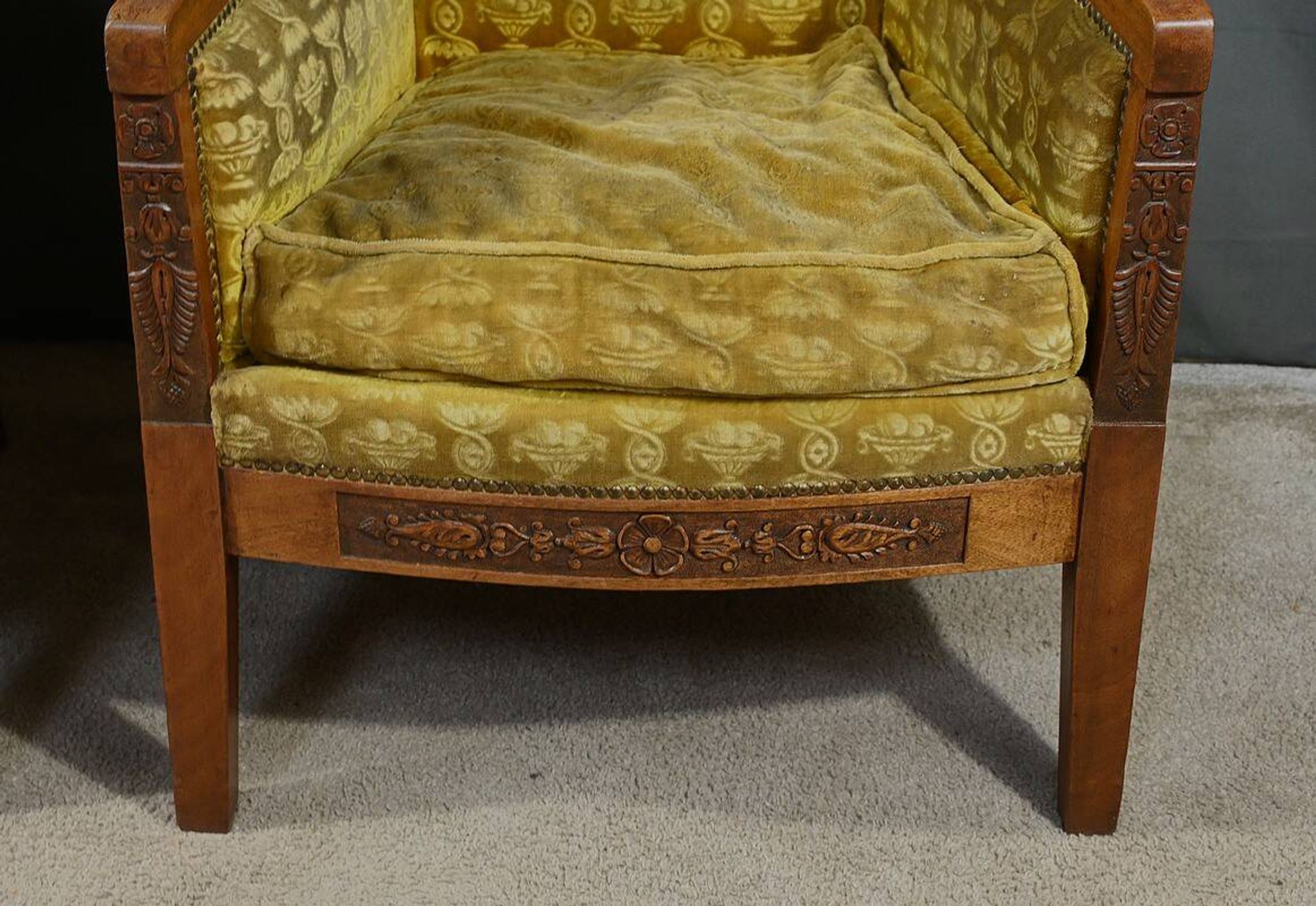 Pair of "Bergère" Armchairs in Mahogany, Empire Period – Early 19th Century