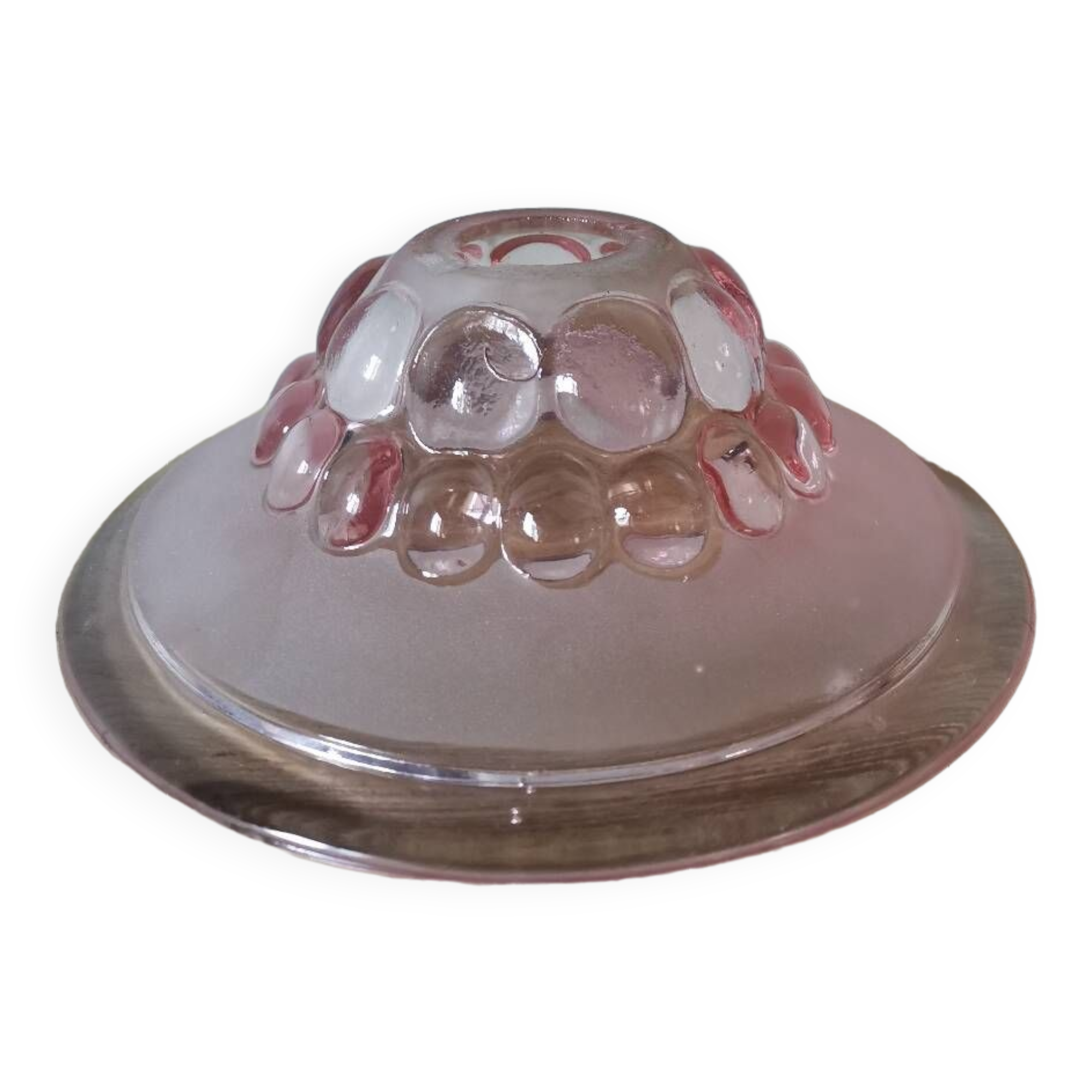 Lampshade pendant lamp in vintage pink molded glass