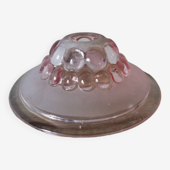 Lampshade pendant lamp in vintage pink molded glass