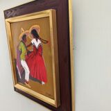 Mid-Century Modern "Mexican Dancers" Swedish Figurative Oil Painting, Framed