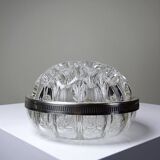 Large crystal flower pick with vintage silver metal rim Reims 31 alveol