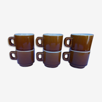 Lot de 6 tasses marron bistrot