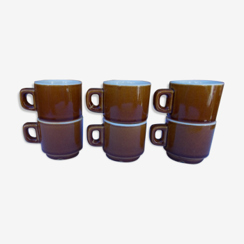Lot of 6 cups brown bistro