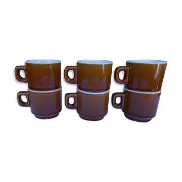 Lot de 6 tasses marron bistrot