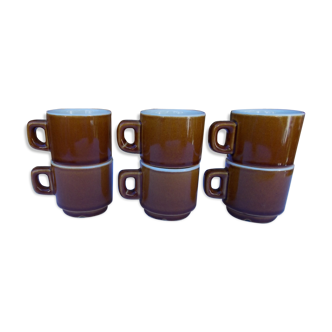 Lot of 6 cups brown bistro