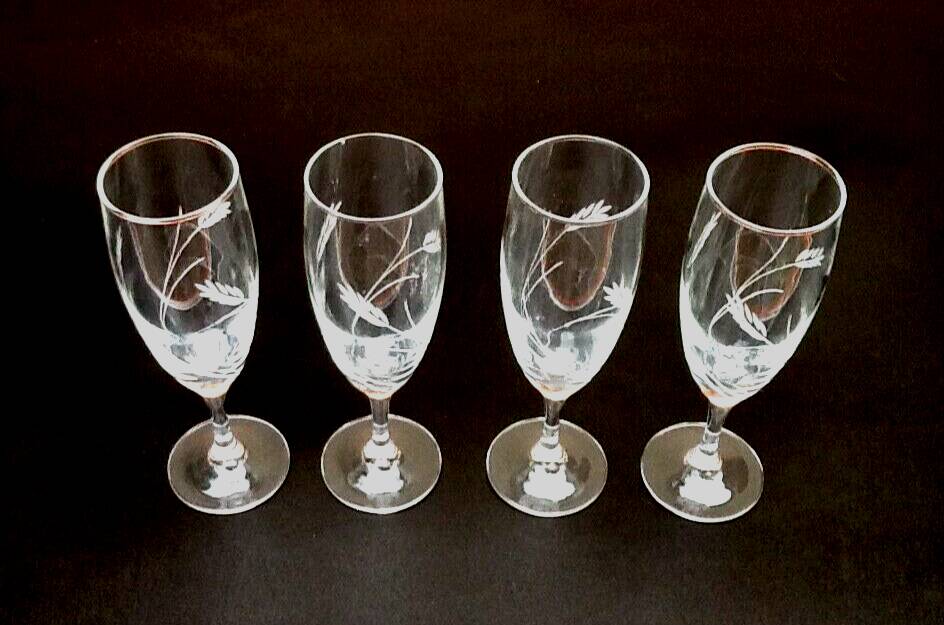 4 flûtes Champagne Luminarc France modèle Gerbe décor Epis de Blé Selency