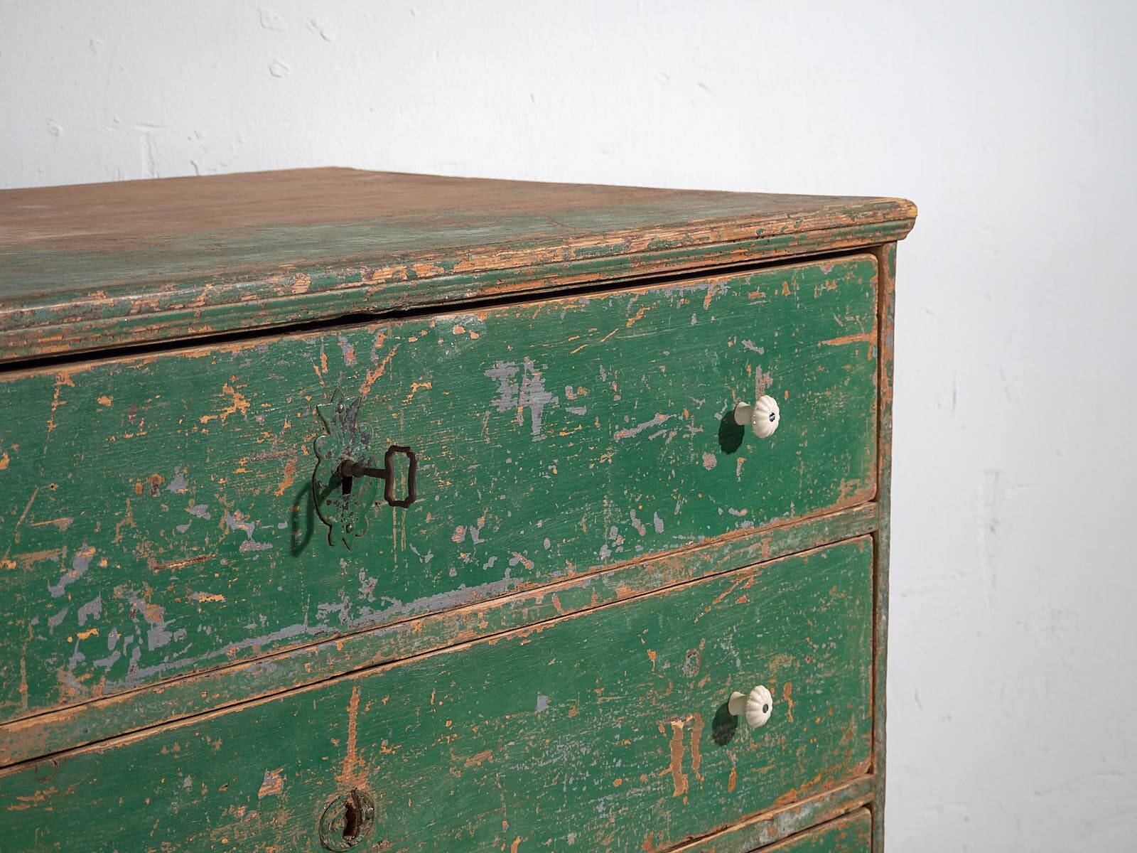 Large antique chest of drawers with green patina (c.1940) #62