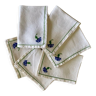 Set of 6 hand embroidered napkins cornflower - 45x48cm - linen