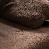Brutalist 3-seater sofa with a super soft brown fabric, 1970’s