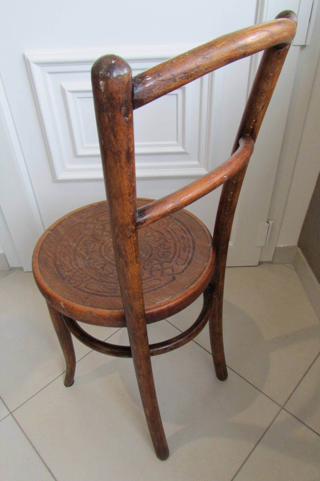 Bistro chair decorated seat by Jacob & Josef Kohn