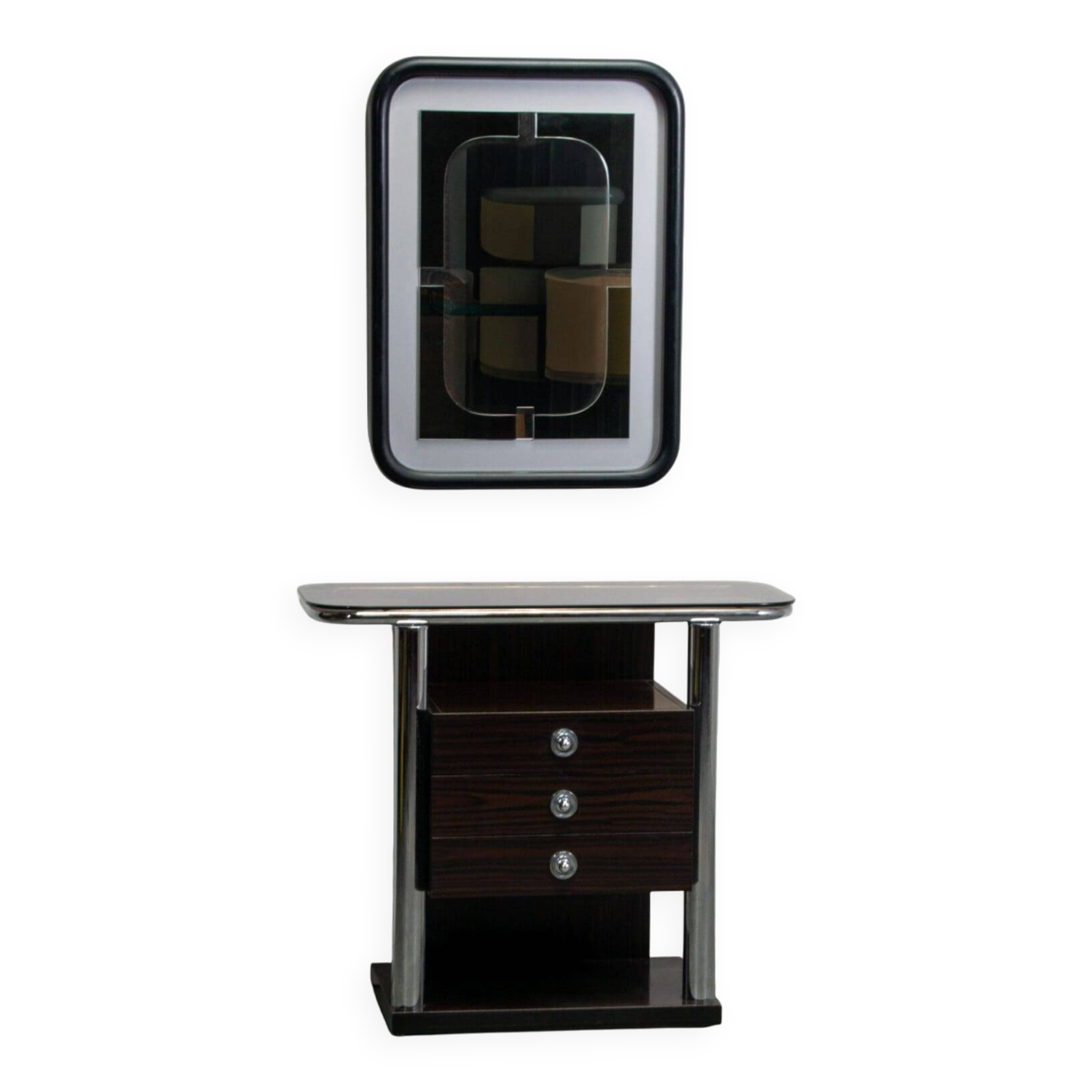 Italian hall cabinet and mirror. Circa 1960