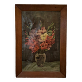 Oil on canvas still life bouquet of flowers by R. Schroder 1942