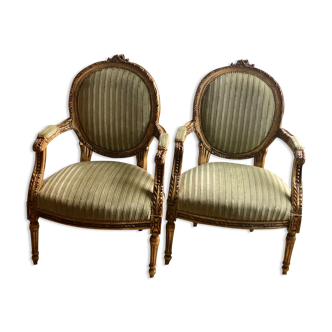 Pair of Louis XVI style armchairs