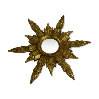 Mid century golden sunburst mirror, 1960 s