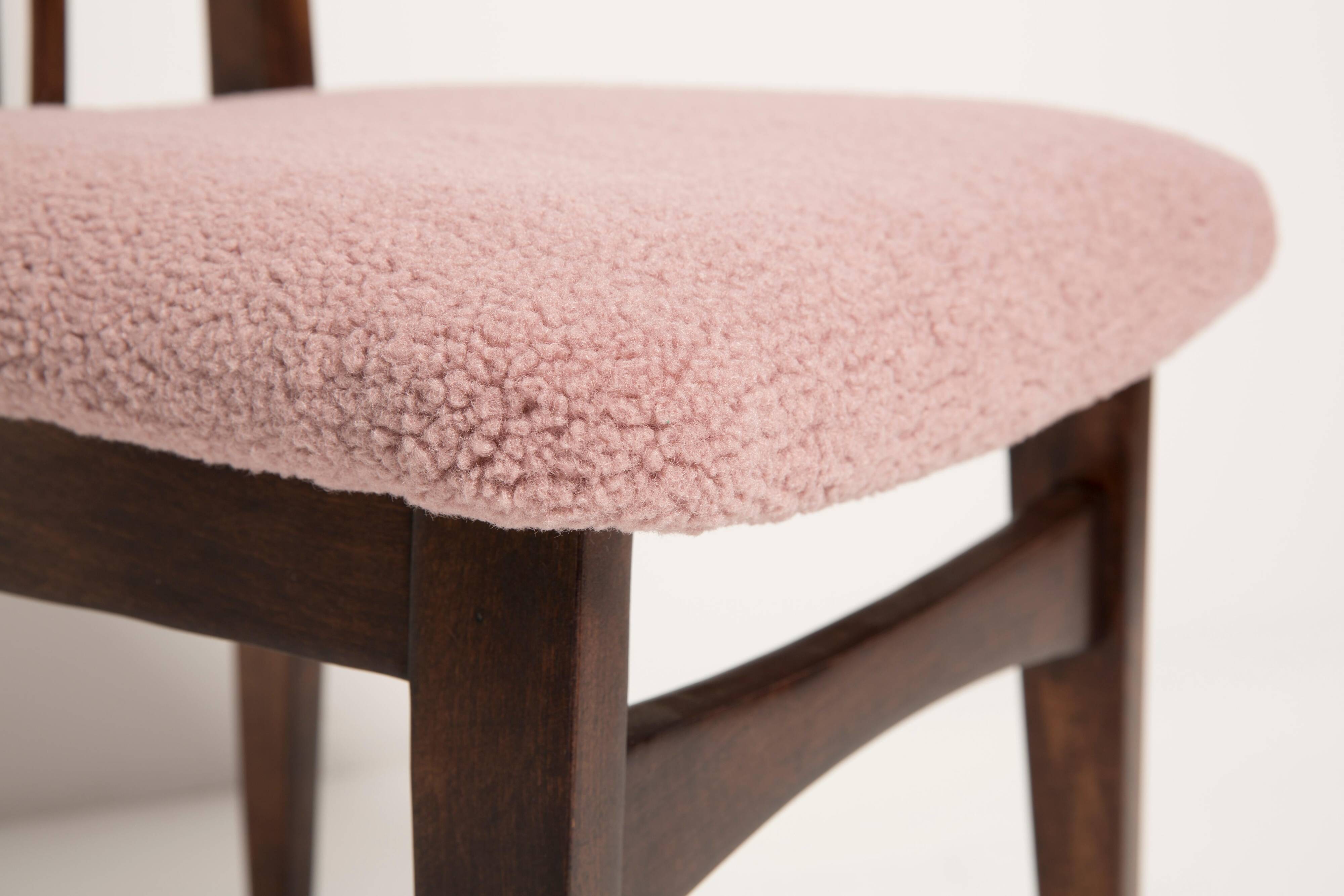 Blush Pink Bouclé Chair, Mid-Century Modern, designed by Mr. Zielinski, Europe, 1960s