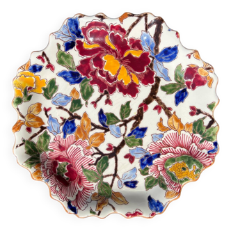 Flat plate in Gien with floral pattern