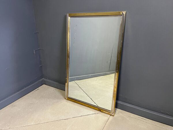 Miroir en laiton vintage par Belgochrom, années 1970