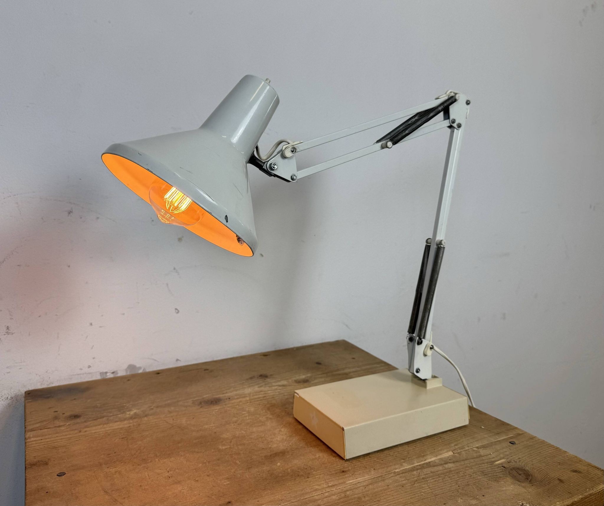 Vintage White Italian Architect Table Lamp, 1970s