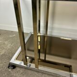 Belgo chrome tray / rolling table in chrome and gilded brass 70'S