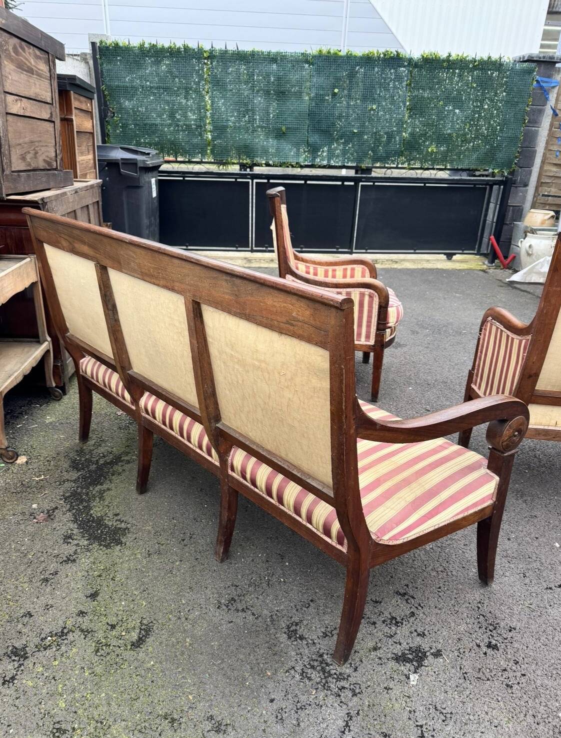 Antique Empire-style salon, 3 pieces. Original upholstery.