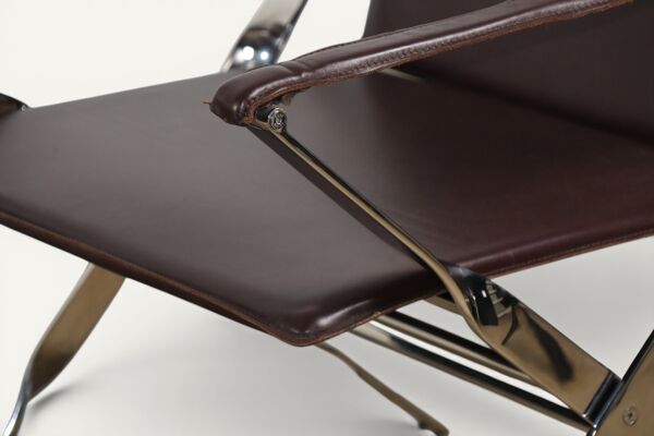 Paire de fauteuils en cuir et métal chromé, Italie - 1970