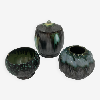 Trio of art deco vases from Thulin pottery