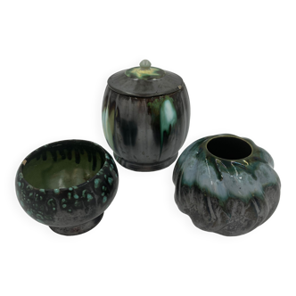 Trio of art deco vases from Thulin pottery