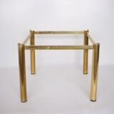 Table basse carré en verre et laiton 1980 édition originale