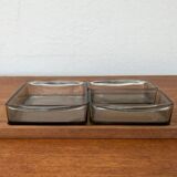 Mid-Century Danish Teak Cabaret Trays with Holmegaard Glasses, 1960s, Set of 4