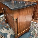 Chest of drawers with columns in blond walnut Empire style XIXth