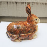 Ancient zoomorphic ceramic terrine rabbit