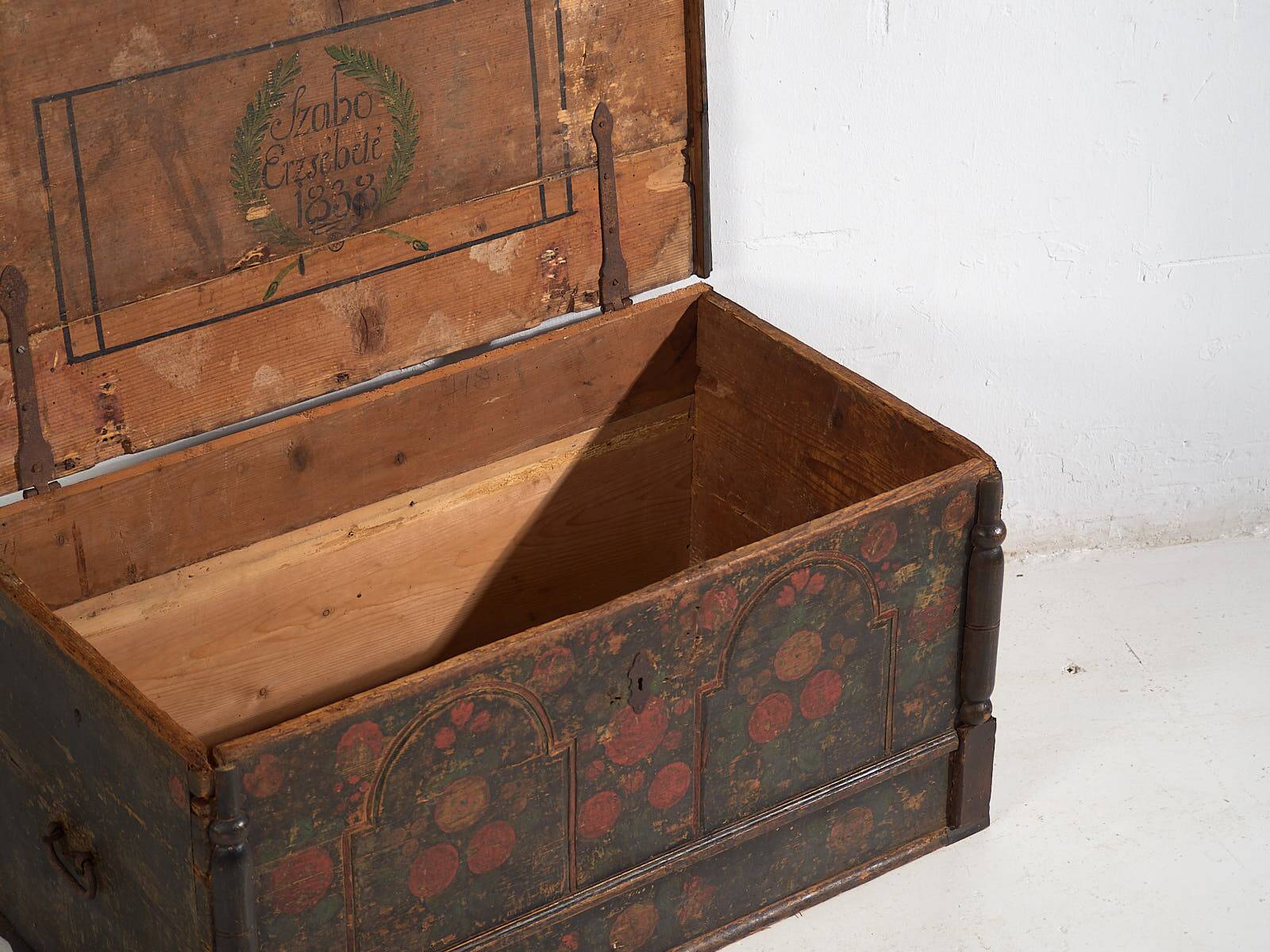 Antique folk art style trunk (1838) #46