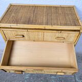 Light rattan chest of drawers with caning