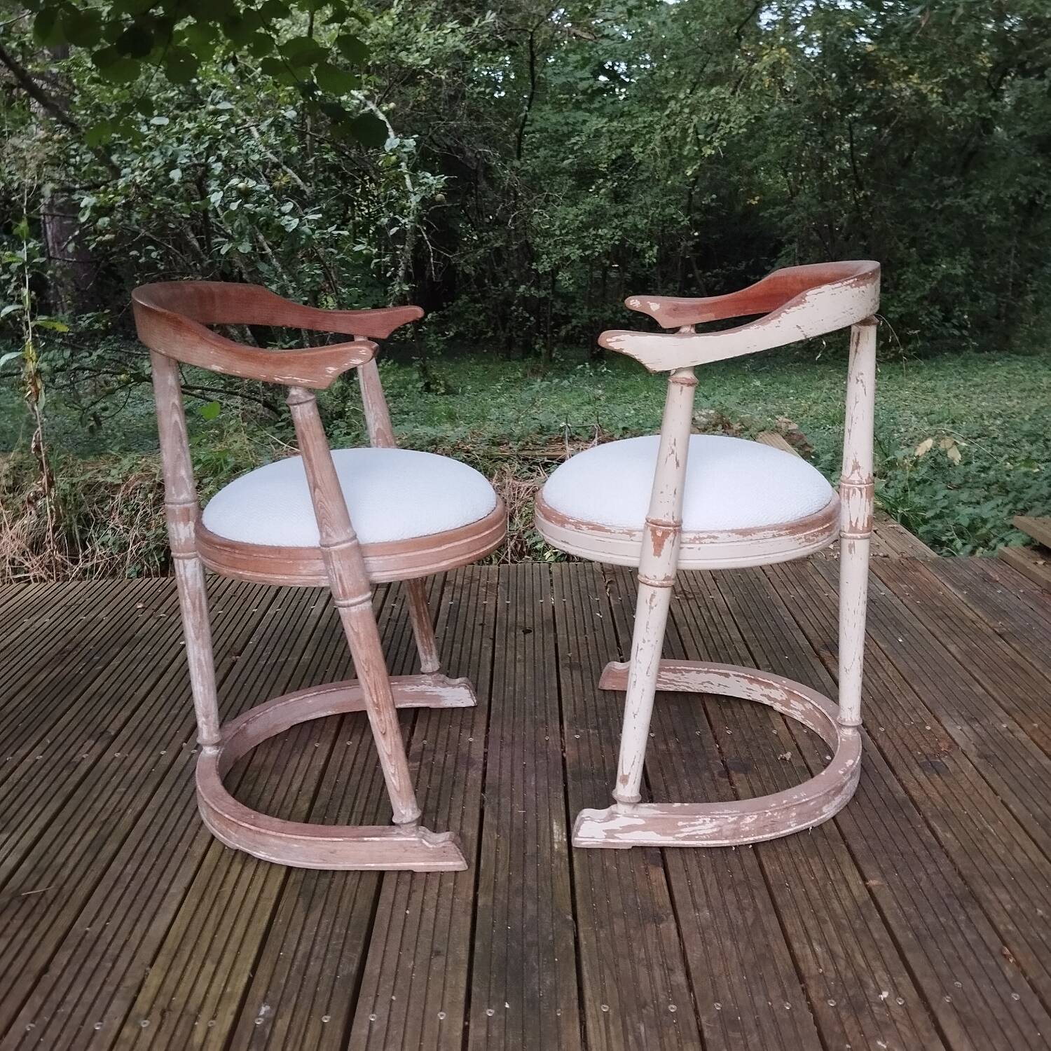 Pair of antique barrel armchairs