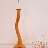 Vase soliflore verre soufflé ambre à col long