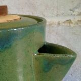 Green emailed sandstone teapot