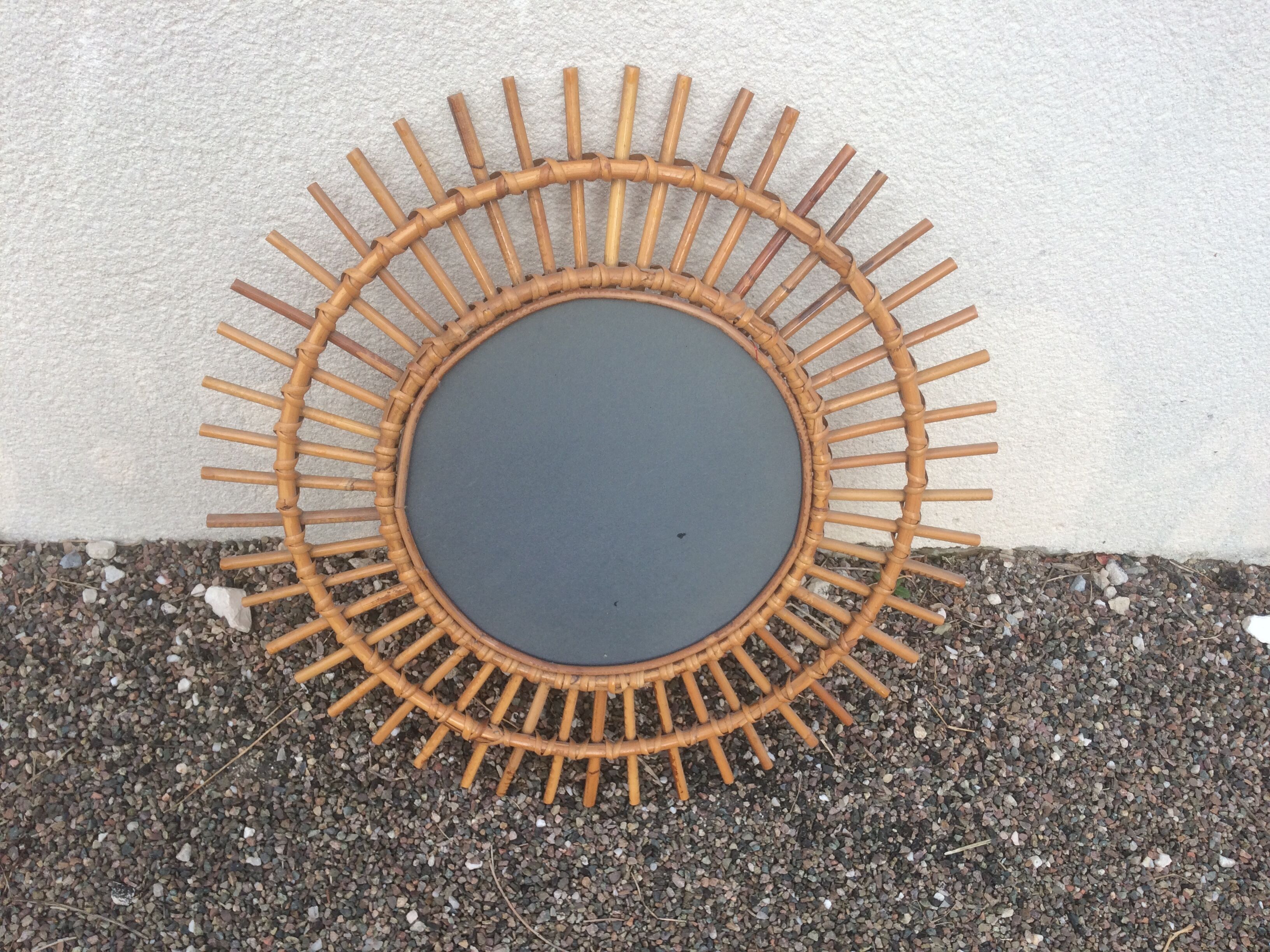 Rattan sun mirror 58x58cm