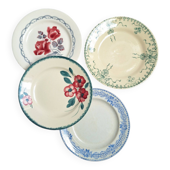 Vintage green and blue dinner plates
