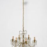 Candlestick Waterfall mid century brass and Crystal 1950 s