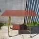 Ancient Dessert Table On Roulettes Golden Metal - Formica 70s Vintage