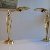 Pair of 1980s Hollywood Regency Gold Table Lamps