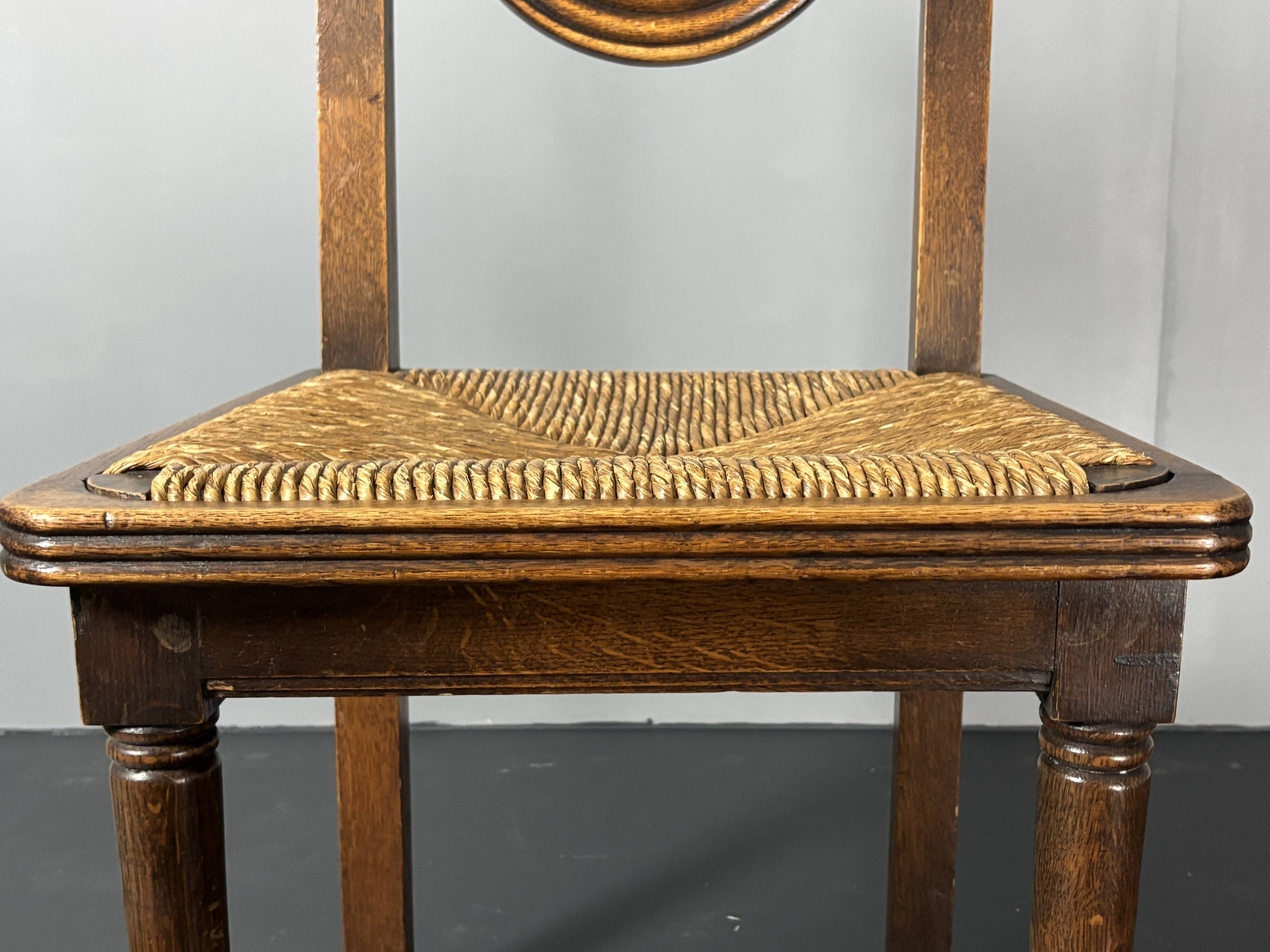 6 Farmhouse wood turned rush dining chairs