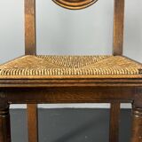 6 Farmhouse wood turned rush dining chairs