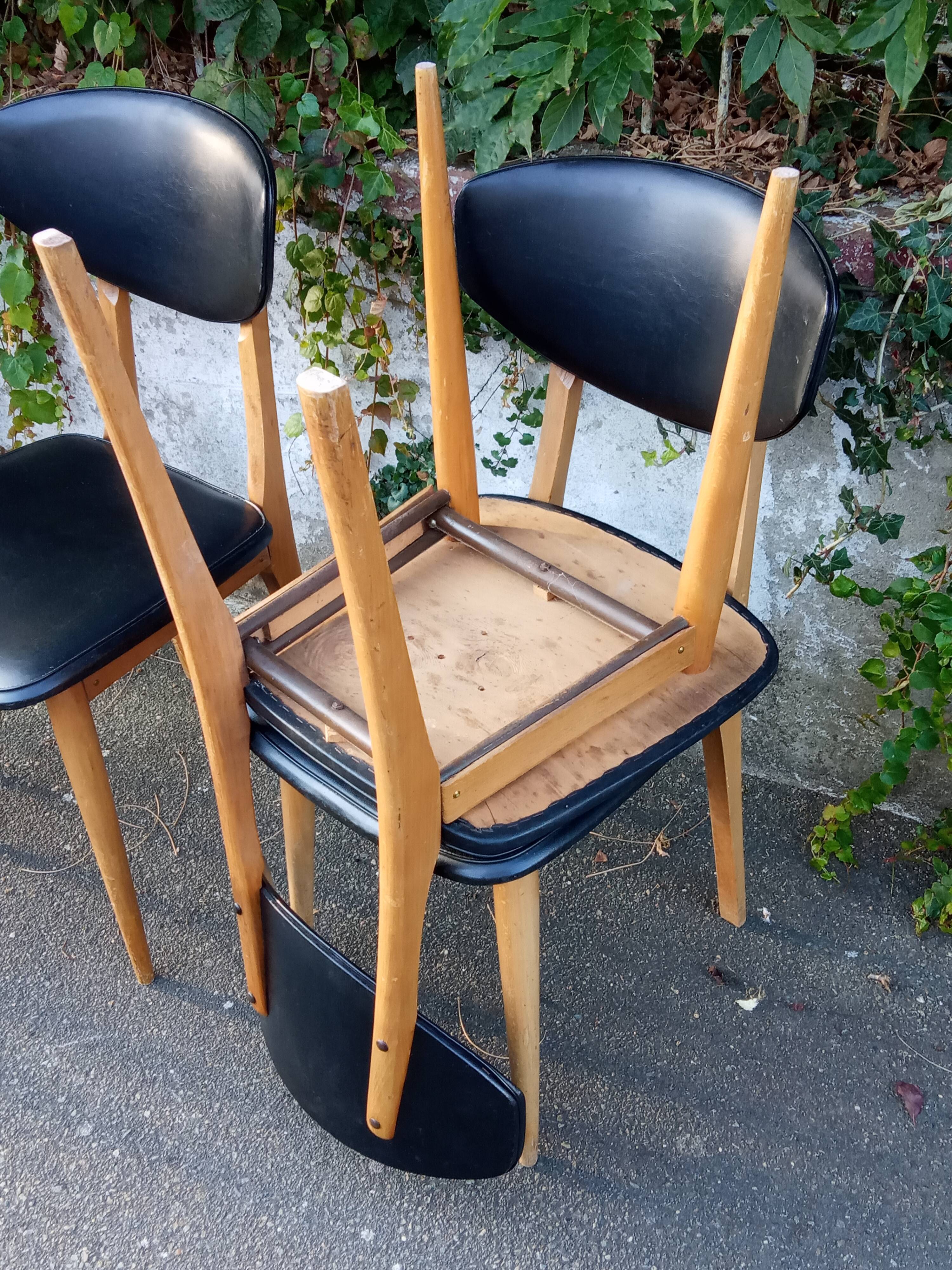 Four chairs in skaï, Scandinavian style, 60s