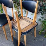 Four chairs in skaï, Scandinavian style, 60s